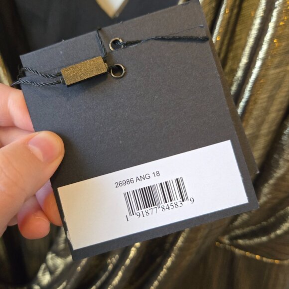 Ieena for Mac Duggal black Tie gold asymmetric dress size 18 NWT - Picture 8 of 10